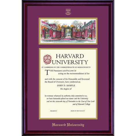 Harvard Undergraduate or Graduate Lithograph Diploma Frame Harvard Undergraduate or Graduate Lithograph Diploma Frame
