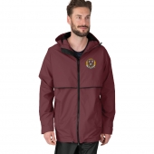 maroon rain jacket